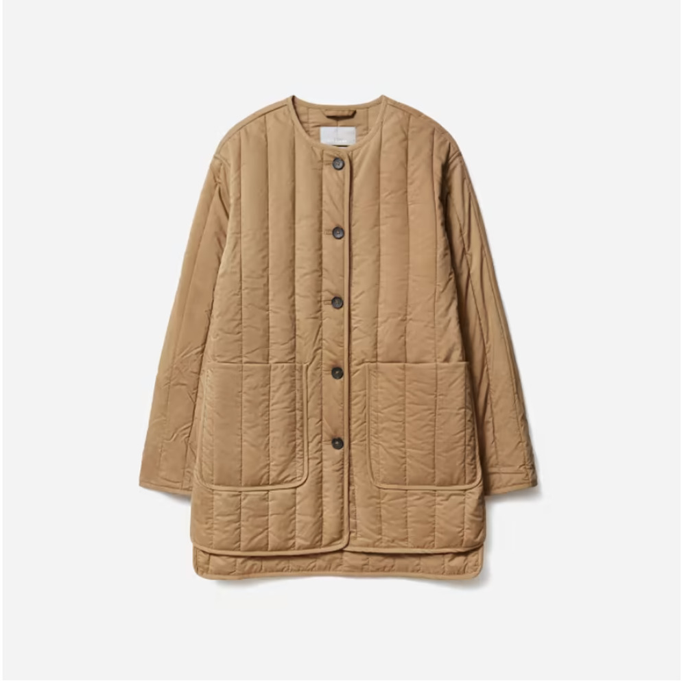 Everlane Womens The Cotton Quilted Jacket Small Brown NWOT